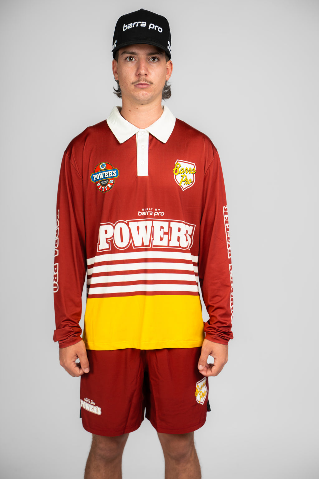 Alfie Pioneer fishing shirt – Barra Pro x Powers, maroon and gold