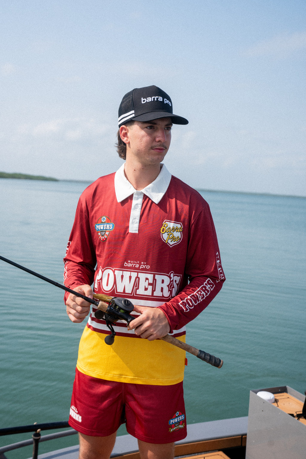 Alfie Pioneer fishing shirt – Barra Pro x Powers, maroon and gold