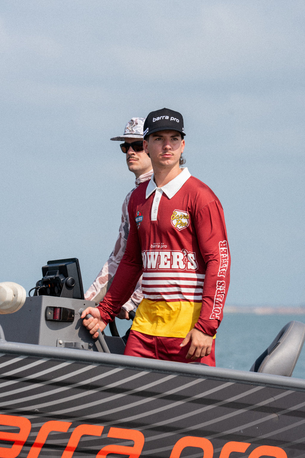 Alfie Pioneer fishing shirt – Barra Pro x Powers, maroon and gold
